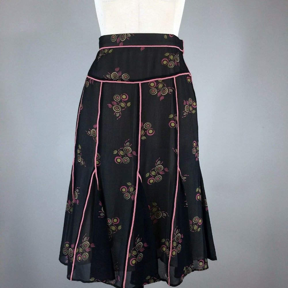 Marc Jacobs Silk Floral Flouncy Gored Skirt Size 4 Womens NWT